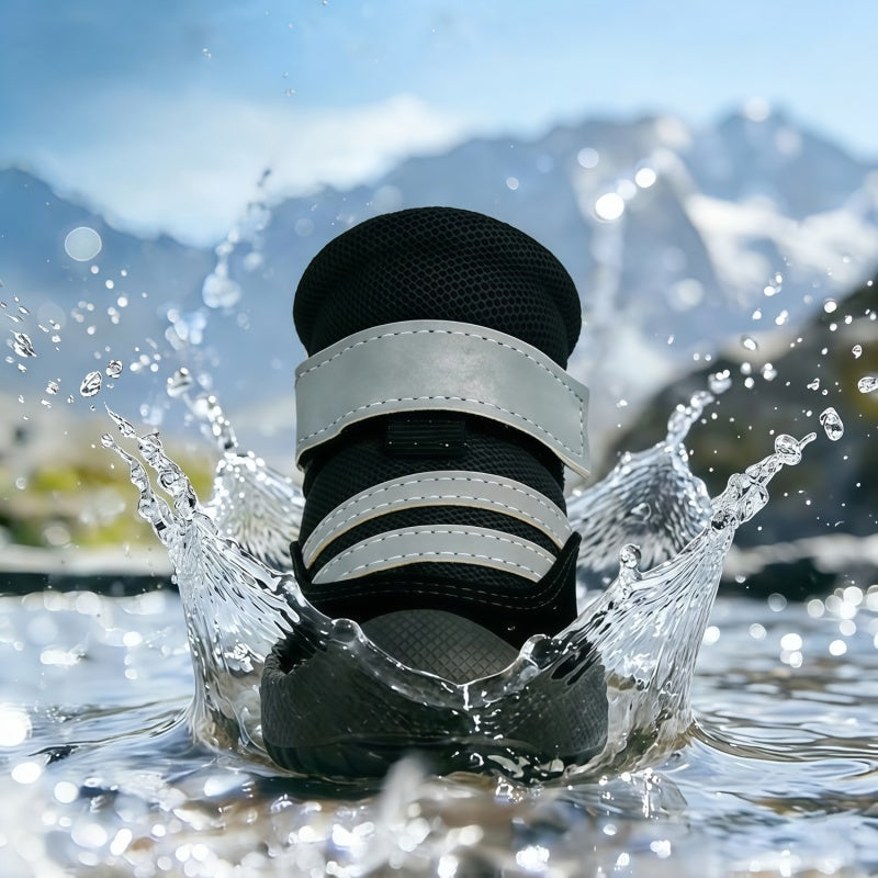 Breathable All-Weather Dog Boots with Anti-Slip Rubber Sole & Reflective Straps - All-Terrain Paw Protectors