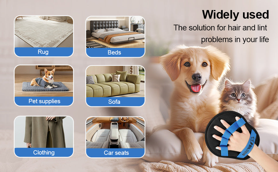 Reusable Pet Hair Remover Glove, Electrostatic Dual-Directional Fabric Lint Mitt for Couch, Furniture, Carpet, Bedding & Clothing