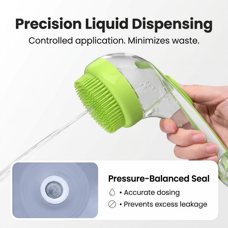 2-in-1 Pet Bath Brush with Liquid Soap Dispenser, Soft Silicone Grooming Massage Scrubber for Dogs and Cats