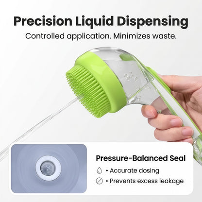 2-in-1 Pet Bath Brush with Liquid Soap Dispenser, Soft Silicone Grooming Massage Scrubber for Dogs and Cats