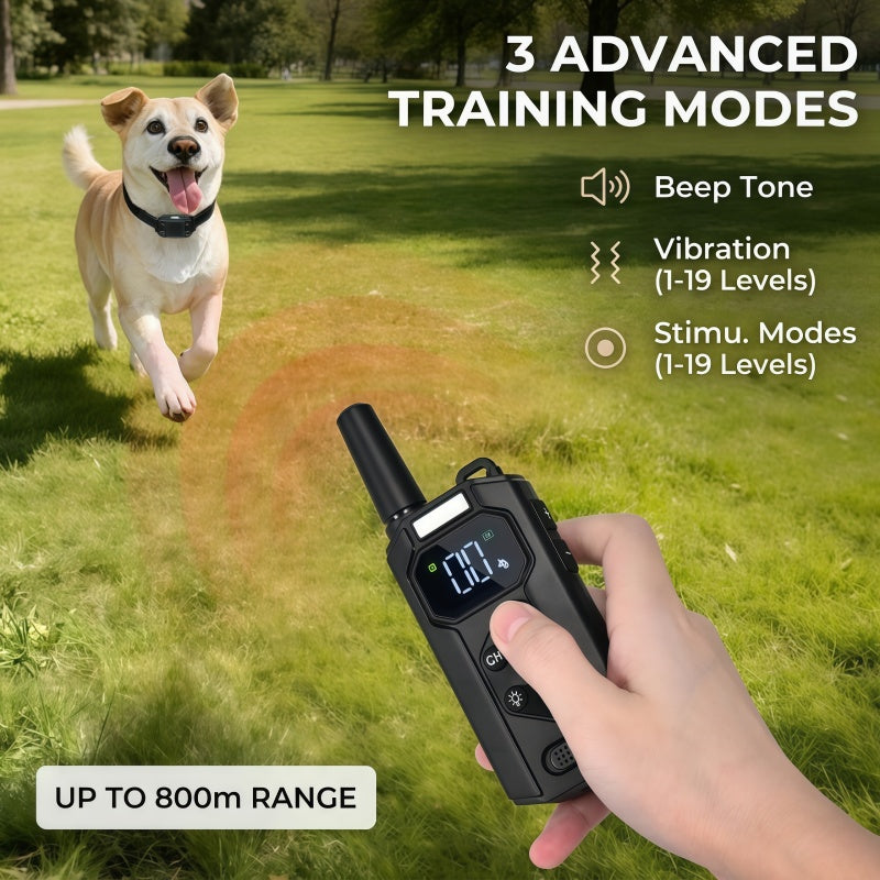 Rechargeable Dog Training Collar with Remote - 2600ft / 800m Control Range, 3 Training Modes