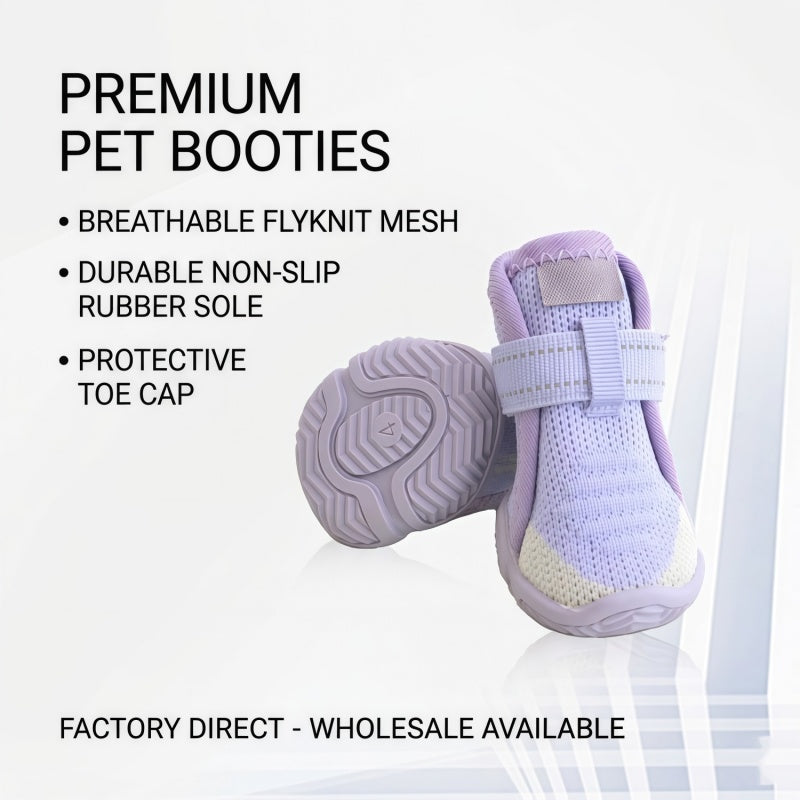 Breathable Knit Mesh Dog Boots with Anti-Slip Rubber Sole and Reflective Straps