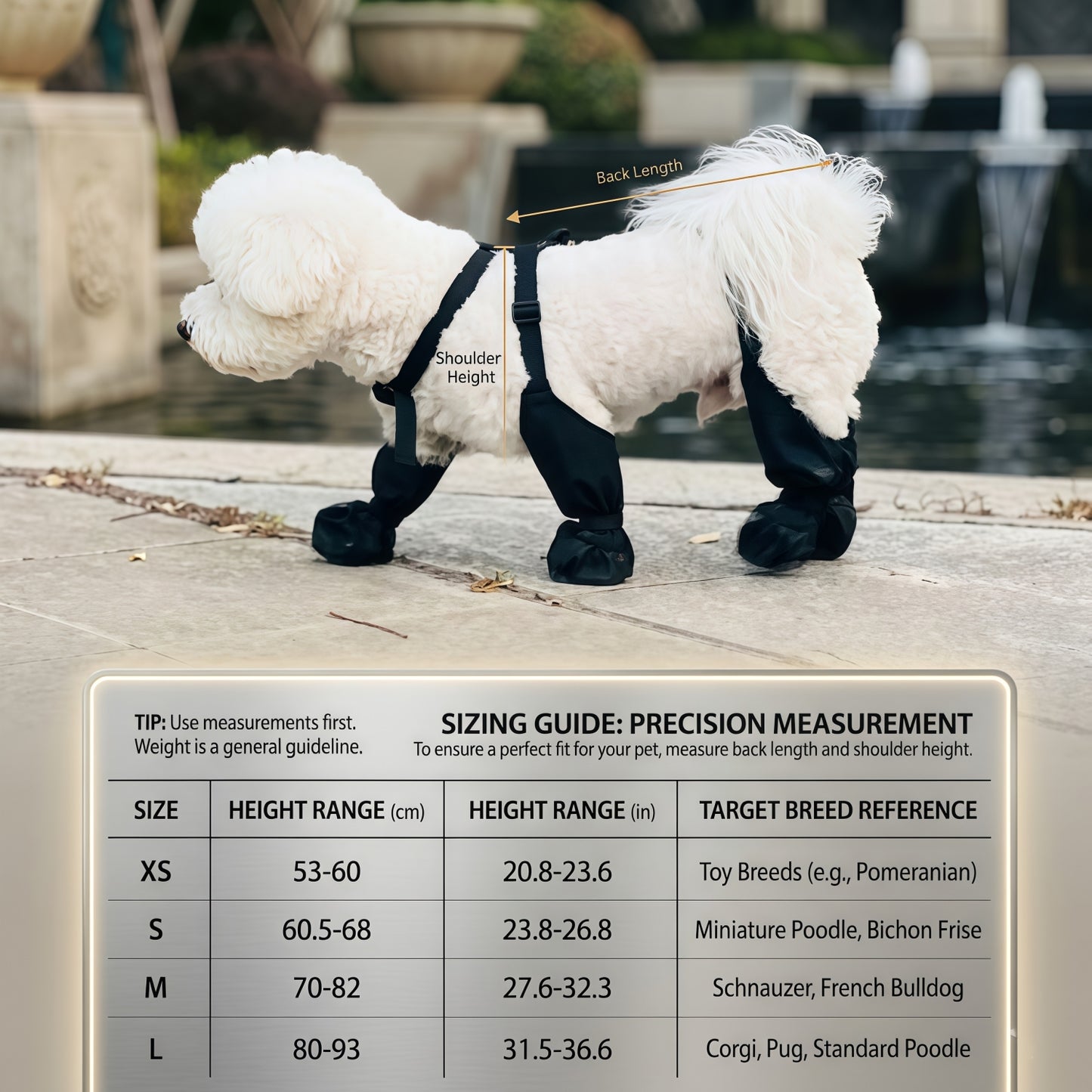 Adjustable Dog Suspender Boots with Anti-Slip Sole - Water-Resistant Pet Leggings