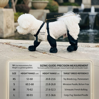 Adjustable Dog Suspender Boots with Anti-Slip Sole - Water-Resistant Pet Leggings
