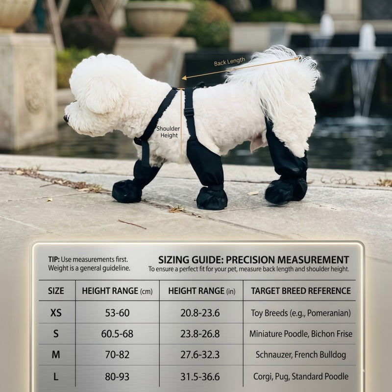 Adjustable Dog Suspender Boots with Anti-Slip Sole - Water-Resistant Pet Leggings