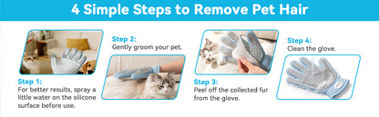 Pet Grooming Glove for Cats and Dogs - Breathable Mesh Deshedding Mitt with Soft Silicone Bristles for Gentle Hair Removal & Furniture Cleaning