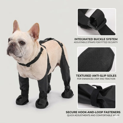Adjustable Dog Suspender Boots - Water-Resistant Pet Leggings with Anti-Slip Paw Protection