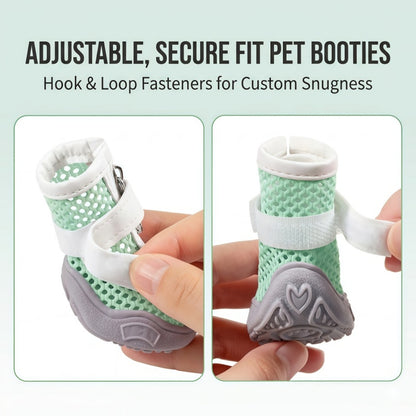 Breathable Mesh Dog Boots with Anti-Slip Sole and Adjustable Straps for Paw Protection