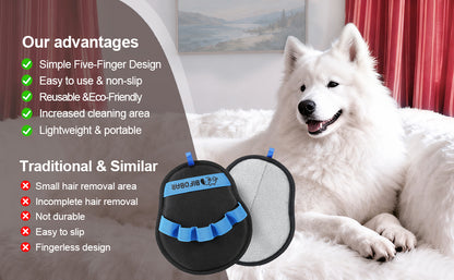 Reusable Pet Hair Remover Glove, Electrostatic Dual-Directional Fabric Lint Mitt for Couch, Furniture, Carpet, Bedding & Clothing
