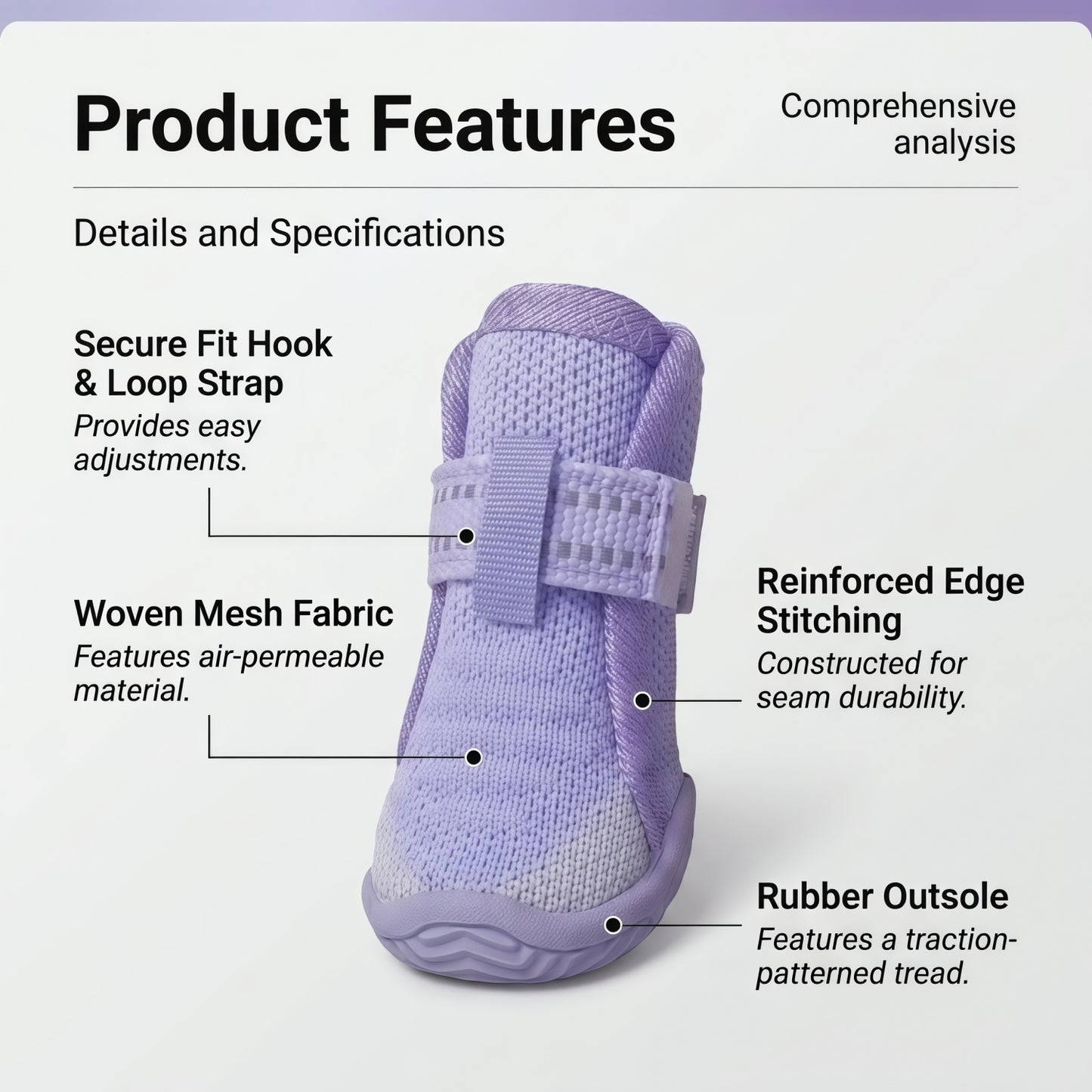 Breathable Knit Mesh Dog Boots with Anti-Slip Rubber Sole and Reflective Straps