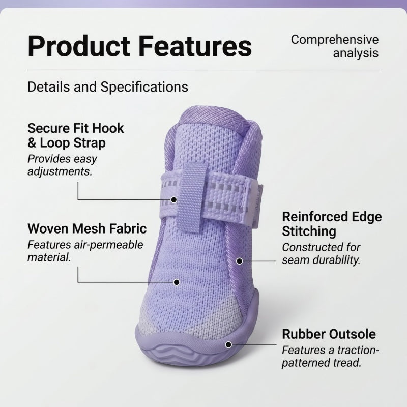 Breathable Knit Mesh Dog Boots with Anti-Slip Rubber Sole and Reflective Straps