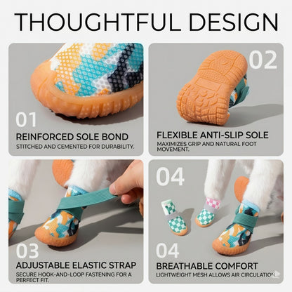 Breathable Mesh Dog Shoes with Anti-Slip TPR Sole, Adjustable Pet Sneakers for Small Dogs