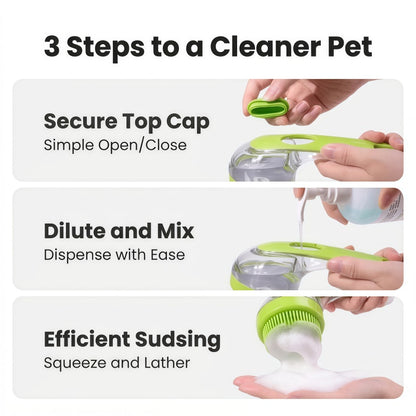 2-in-1 Pet Bath Brush with Liquid Soap Dispenser, Soft Silicone Grooming Massage Scrubber for Dogs and Cats