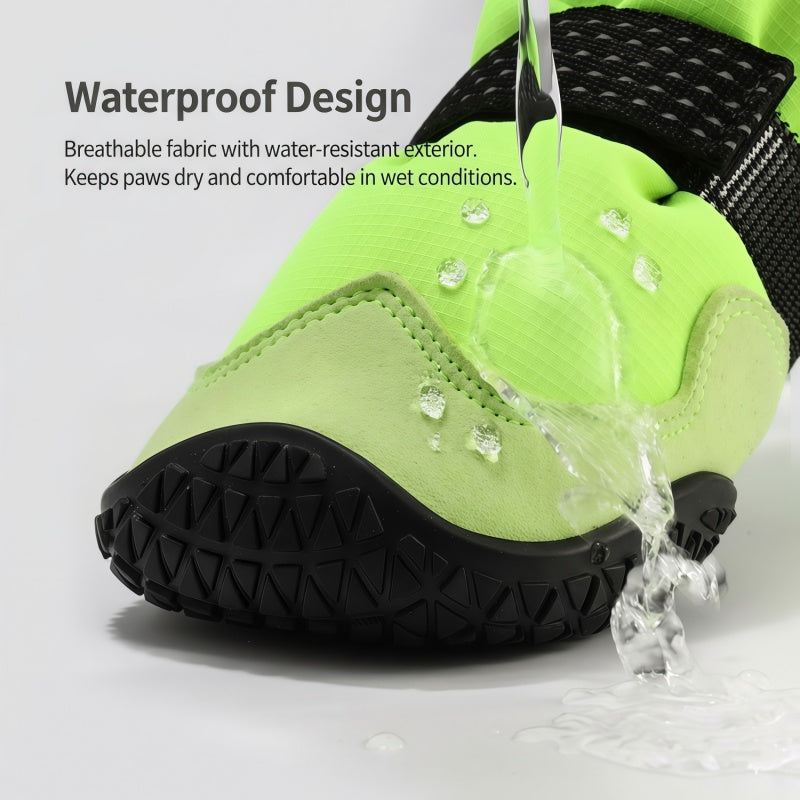 Waterproof Dog Boots with Anti-Slip Rubber Sole & Reflective Straps - All-Weather Paw Protectors