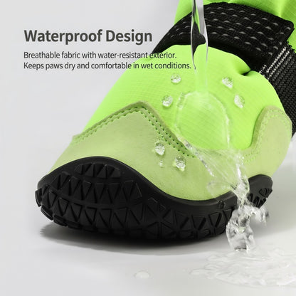 Waterproof Dog Boots with Anti-Slip Rubber Sole & Reflective Straps - All-Weather Paw Protectors