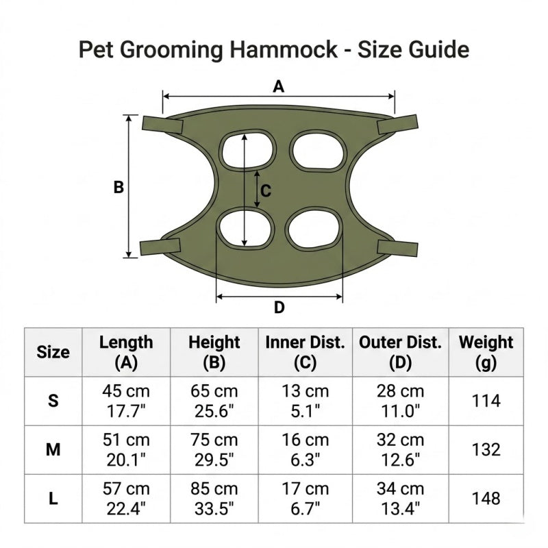 Breathable Mesh Pet Grooming Hammock Sling with Stainless Steel Hooks for Dogs & Cats - Safe Nail Trimming, Bathing, and Eye/Ear Care