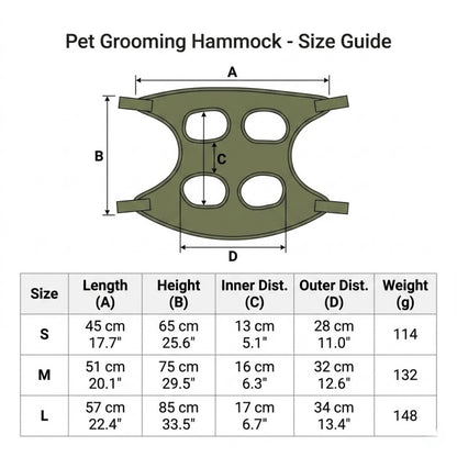 Breathable Mesh Pet Grooming Hammock Sling with Stainless Steel Hooks for Dogs & Cats - Safe Nail Trimming, Bathing, and Eye/Ear Care