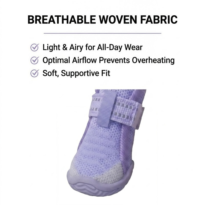 Breathable Knit Mesh Dog Boots with Anti-Slip Rubber Sole and Reflective Straps
