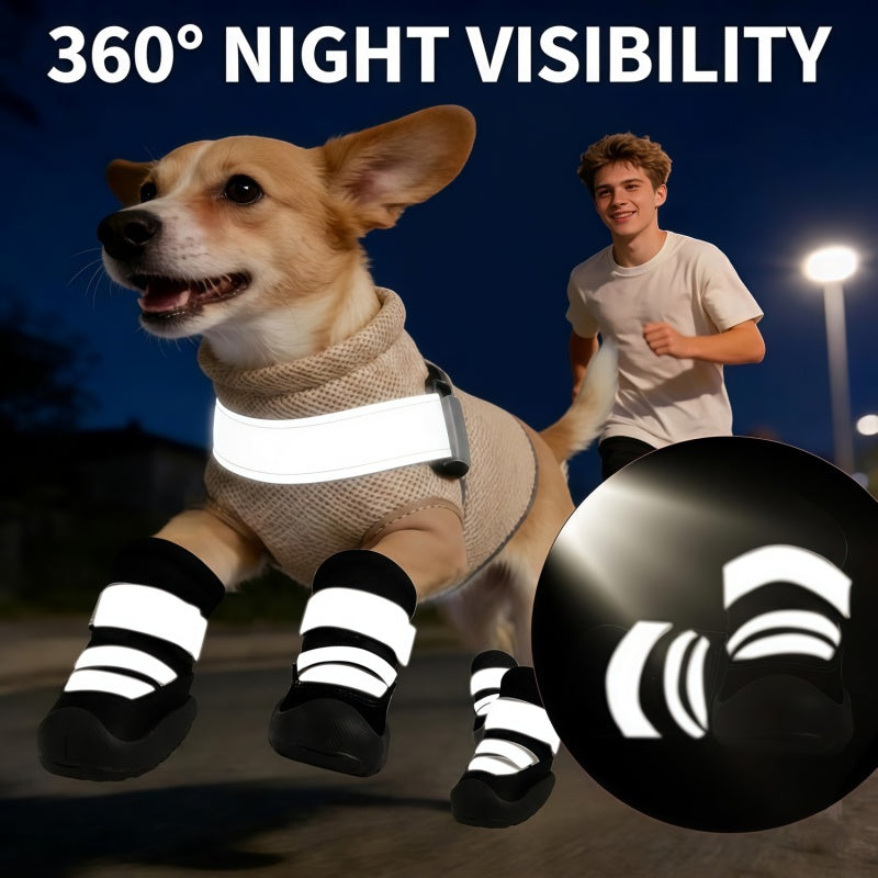 Breathable All-Weather Dog Boots with Anti-Slip Rubber Sole & Reflective Straps - All-Terrain Paw Protectors