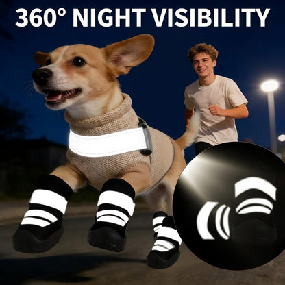 Breathable All-Weather Dog Boots with Anti-Slip Rubber Sole & Reflective Straps - All-Terrain Paw Protectors