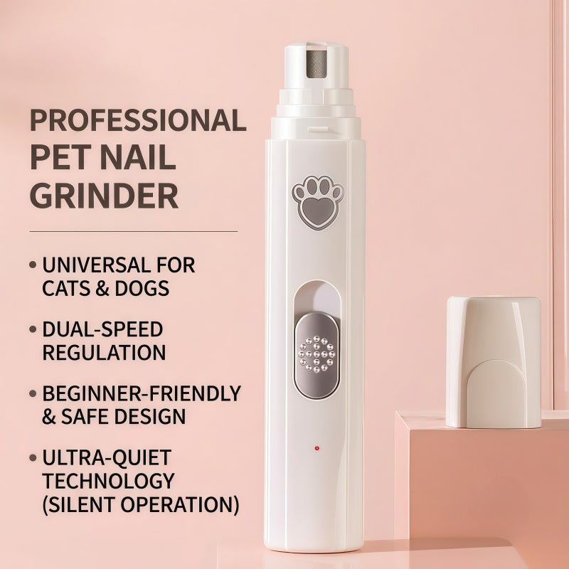 Quiet Electric Pet Nail Grinder for Dogs and Cats - 2 Speed Rechargeable Trimmer