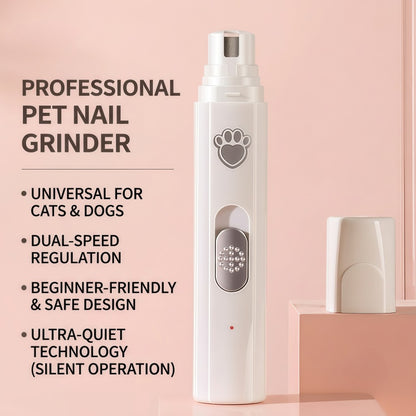 Quiet Electric Pet Nail Grinder for Dogs and Cats - 2 Speed Rechargeable Trimmer