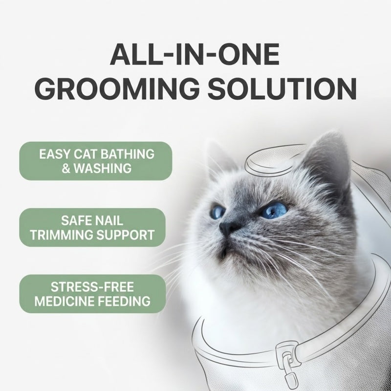 Breathable Mesh Pet Grooming Hammock Sling with Stainless Steel Hooks for Dogs & Cats - Safe Nail Trimming, Bathing, and Eye/Ear Care