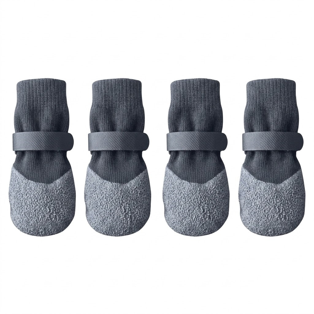 Waterproof Dog Boots, Anti-Slip Rubber Sole Paw Protectors with Adjustable Straps, 4-Pack