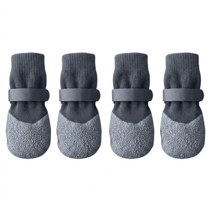 Waterproof Dog Boots, Anti-Slip Rubber Sole Paw Protectors with Adjustable Straps, 4-Pack