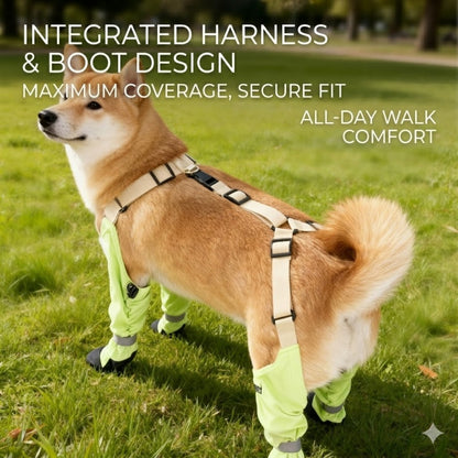 All-Terrain Dog Suspender Boots with Integrated Harness System - Waterproof, Anti-Slip Paw Protection