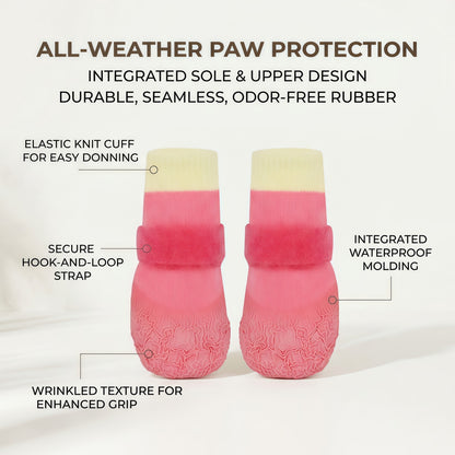 Waterproof Dog Boots, Anti-Slip Rubber Sole Paw Protectors with Adjustable Straps, 4-Pack
