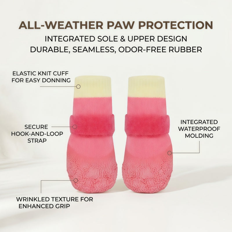 Waterproof Dog Boots, Anti-Slip Rubber Sole Paw Protectors with Adjustable Straps, 4-Pack