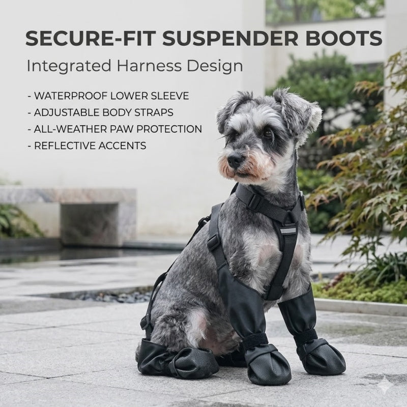 Adjustable Dog Suspender Boots - Water-Resistant Pet Leggings with Anti-Slip Paw Protection