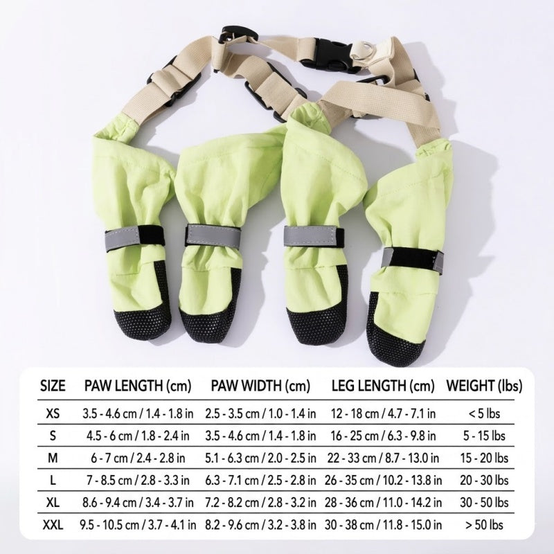 All-Terrain Dog Suspender Boots with Integrated Harness System - Waterproof, Anti-Slip Paw Protection