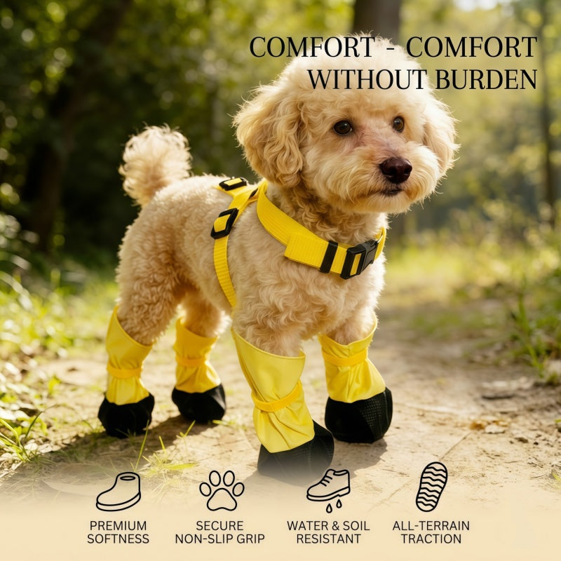 Adjustable Dog Suspender Boots with Anti-Slip Sole - Water-Resistant Pet Leggings