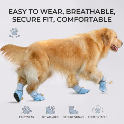 Water-Resistant Dog Boots with Anti-Slip Sole, Adjustable Drawstring Pet Paw Protectors
