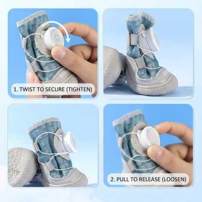 Adjustable Breathable Mesh Dog Boots with Quick-Dial Lacing and Anti-Slip Sole