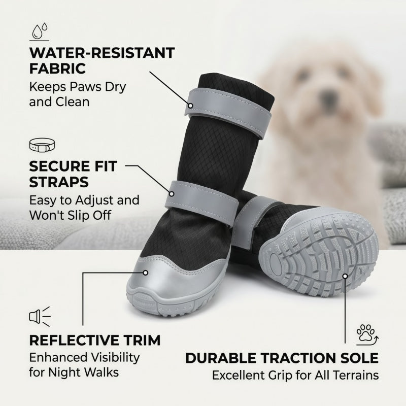 All-Weather Tall Dog Boots | Water-Resistant Anti-Slip Paw Protectors with Reflective Straps
