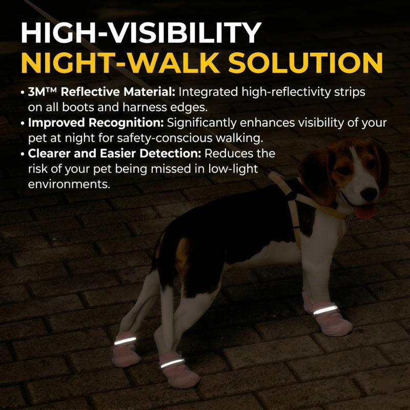 Reflective Dog Boots with Anti-Slip Sole & Breathable Mesh - All-Weather Paw Protection (Set of 4)