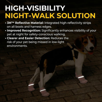 Reflective Dog Boots with Anti-Slip Sole & Breathable Mesh - All-Weather Paw Protection (Set of 4)