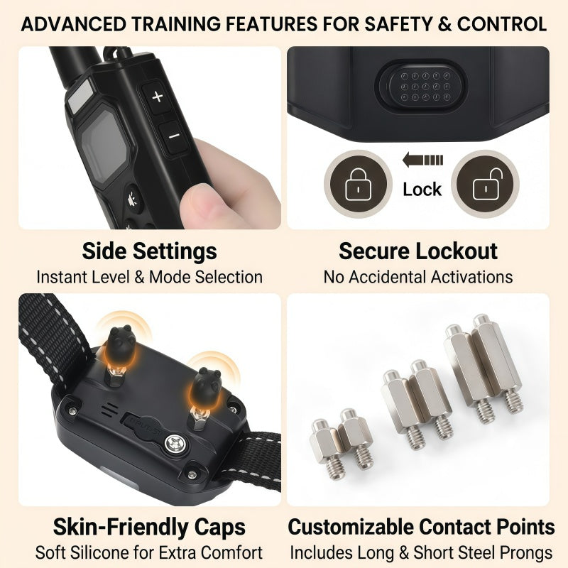Rechargeable Dog Training Collar with Remote - 2600ft / 800m Control Range, 3 Training Modes