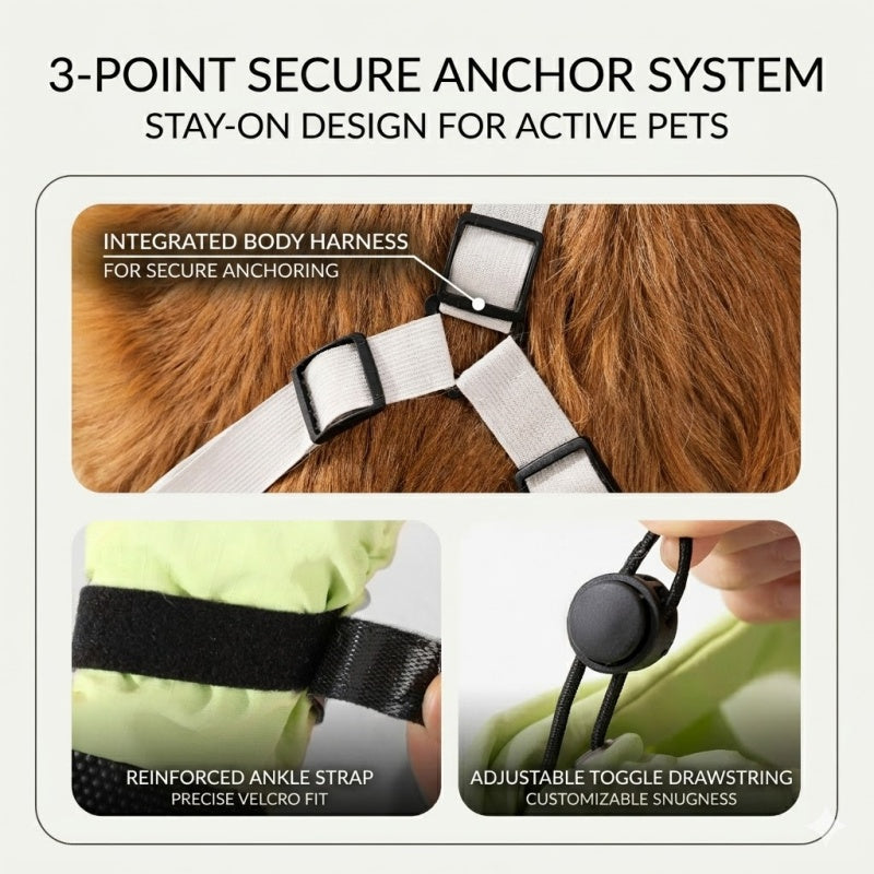 All-Terrain Dog Suspender Boots with Integrated Harness System - Waterproof, Anti-Slip Paw Protection
