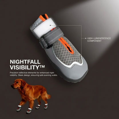 All-Weather Breathable Mesh Dog Boots with Anti-Slip Rubber Sole and Reflective Straps - Set of 4