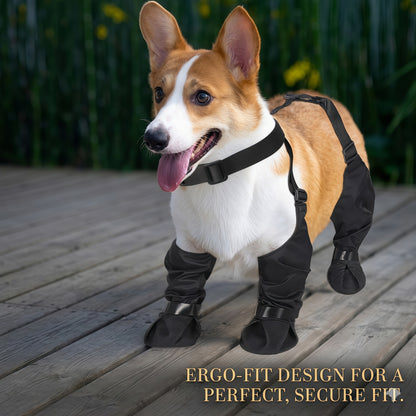 Adjustable Dog Suspender Boots with Anti-Slip Sole - Water-Resistant Pet Leggings