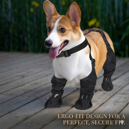 Adjustable Dog Suspender Boots with Anti-Slip Sole - Water-Resistant Pet Leggings