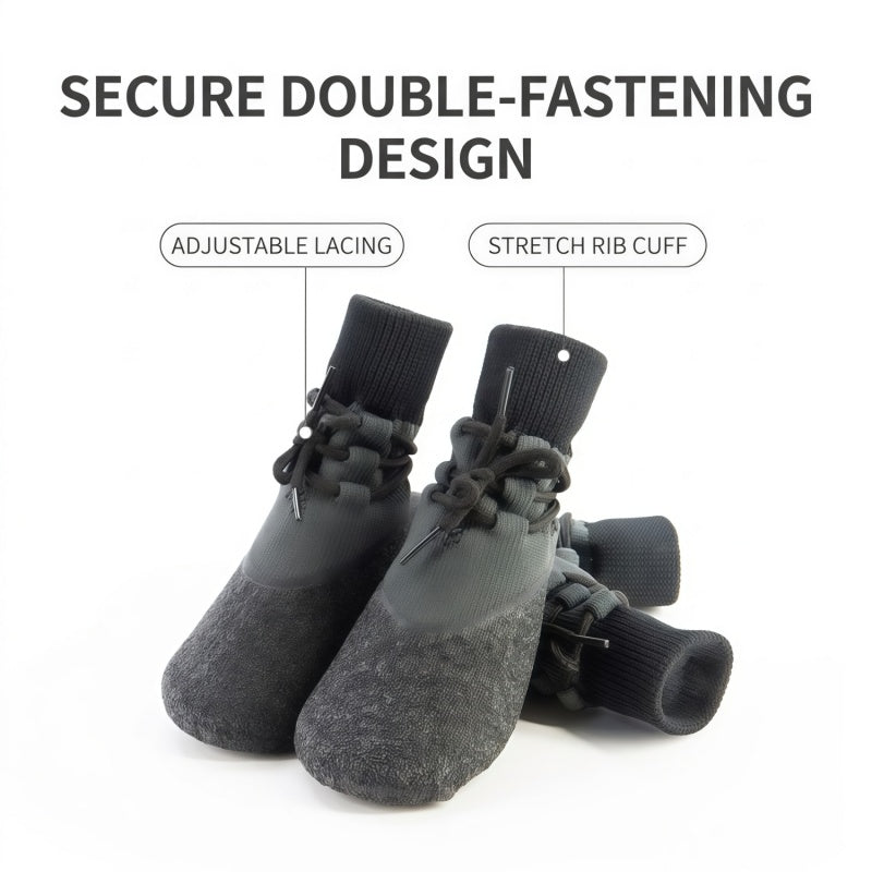 Water-Resistant Outdoor Knit Dog Boots with Non-Slip Sole & Adjustable Fastening