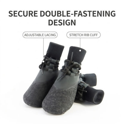 Water-Resistant Outdoor Knit Dog Boots with Non-Slip Sole & Adjustable Fastening