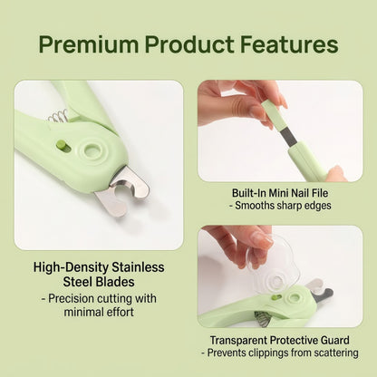 Professional Pet Nail Clipper with LED Light & Nail Catcher - Ergonomic Cat & Dog Grooming Trimmer
