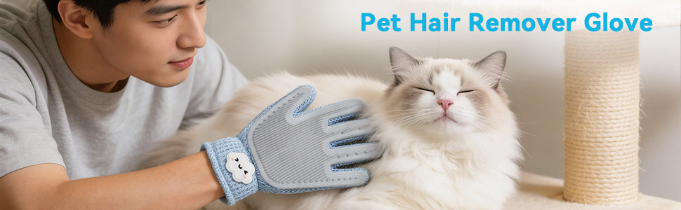 Pet Grooming Glove for Cats and Dogs - Breathable Mesh Deshedding Mitt with Soft Silicone Bristles for Gentle Hair Removal & Furniture Cleaning