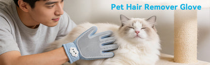 Pet Grooming Glove for Cats and Dogs - Breathable Mesh Deshedding Mitt with Soft Silicone Bristles for Gentle Hair Removal & Furniture Cleaning